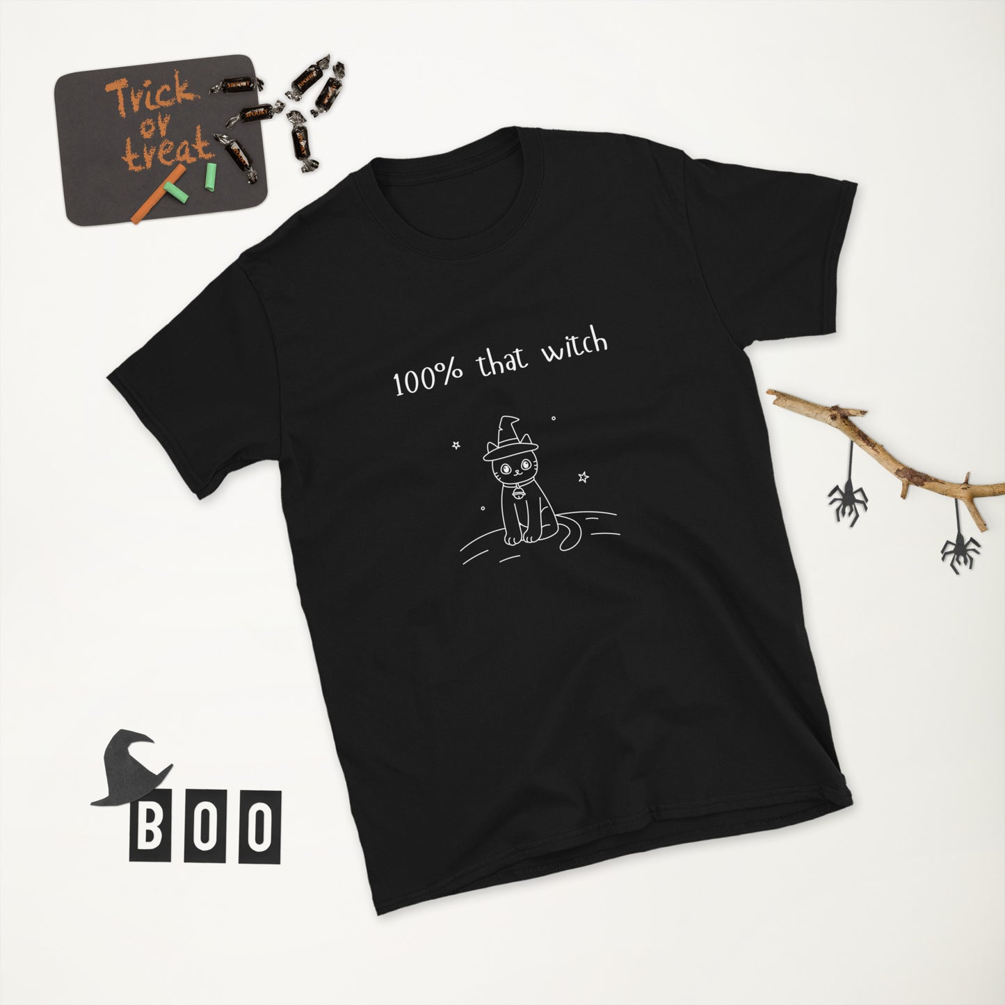 Short-Sleeve Unisex T-Shirt | 100% That Witch Cute Black Cat
