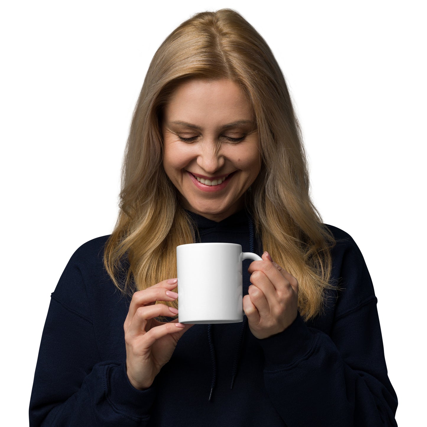 White glossy mug | Peeking Kitty Cat