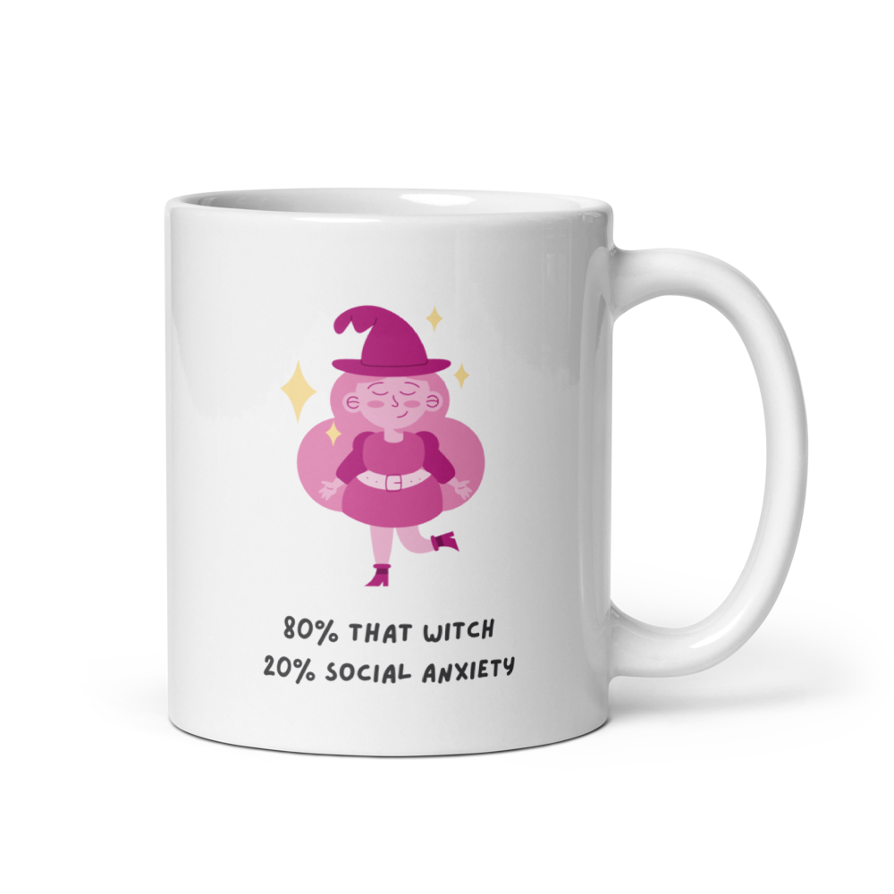That Socially Anxious Cute Witch White glossy mug |