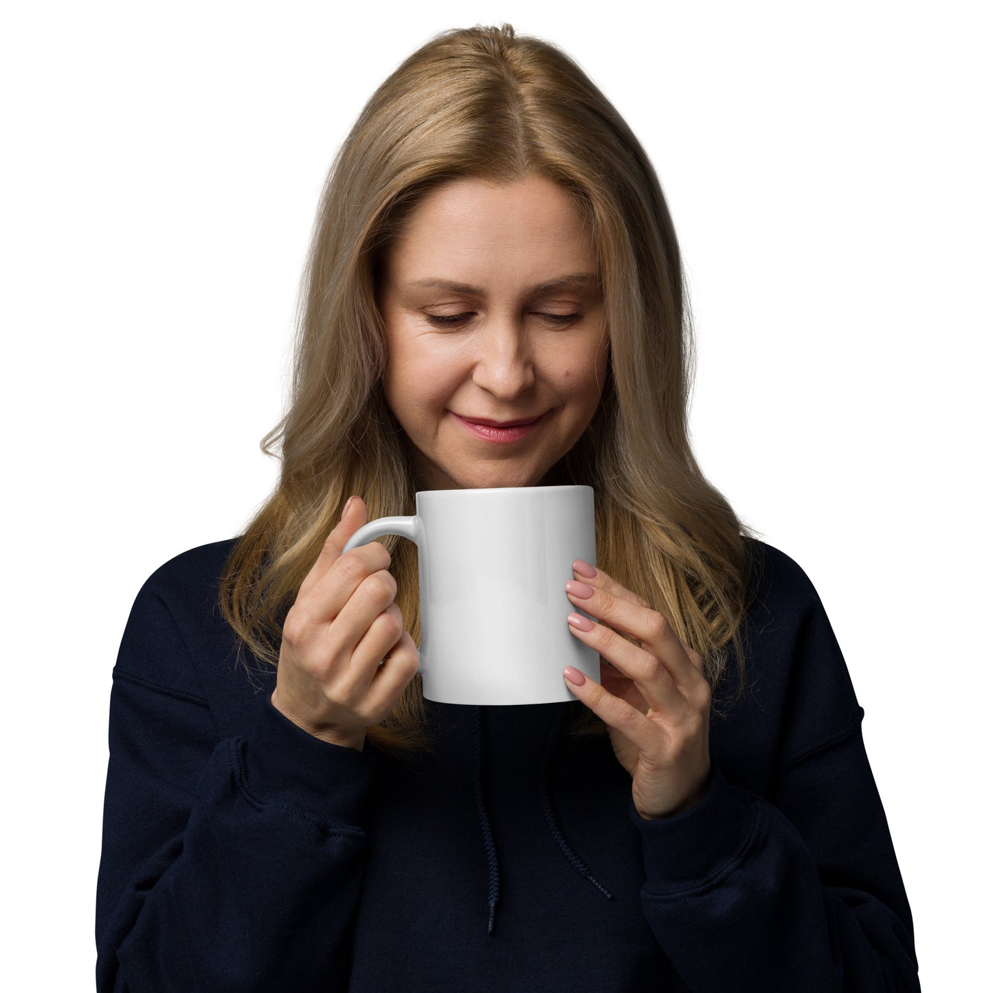 White glossy mug | Peeking Kitty Cat
