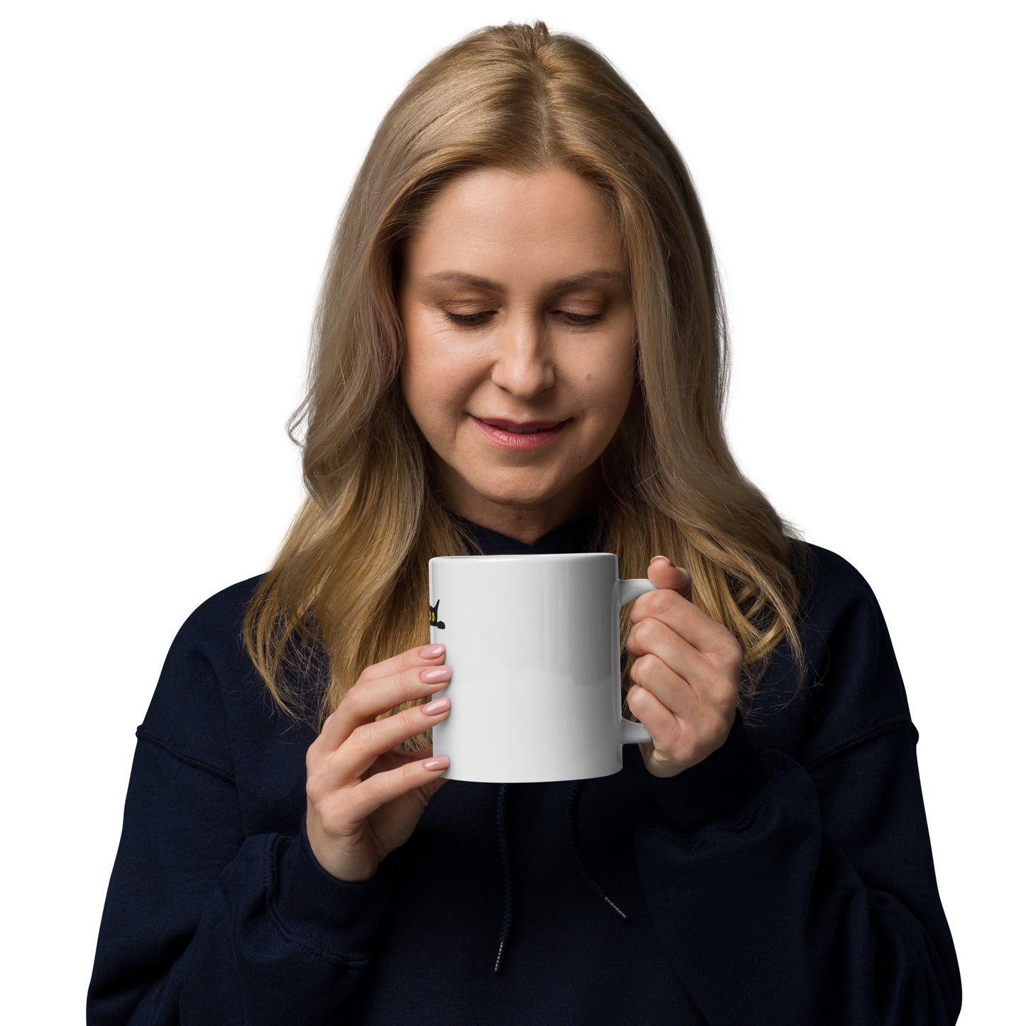 White glossy mug | Peeking Kitty Cat
