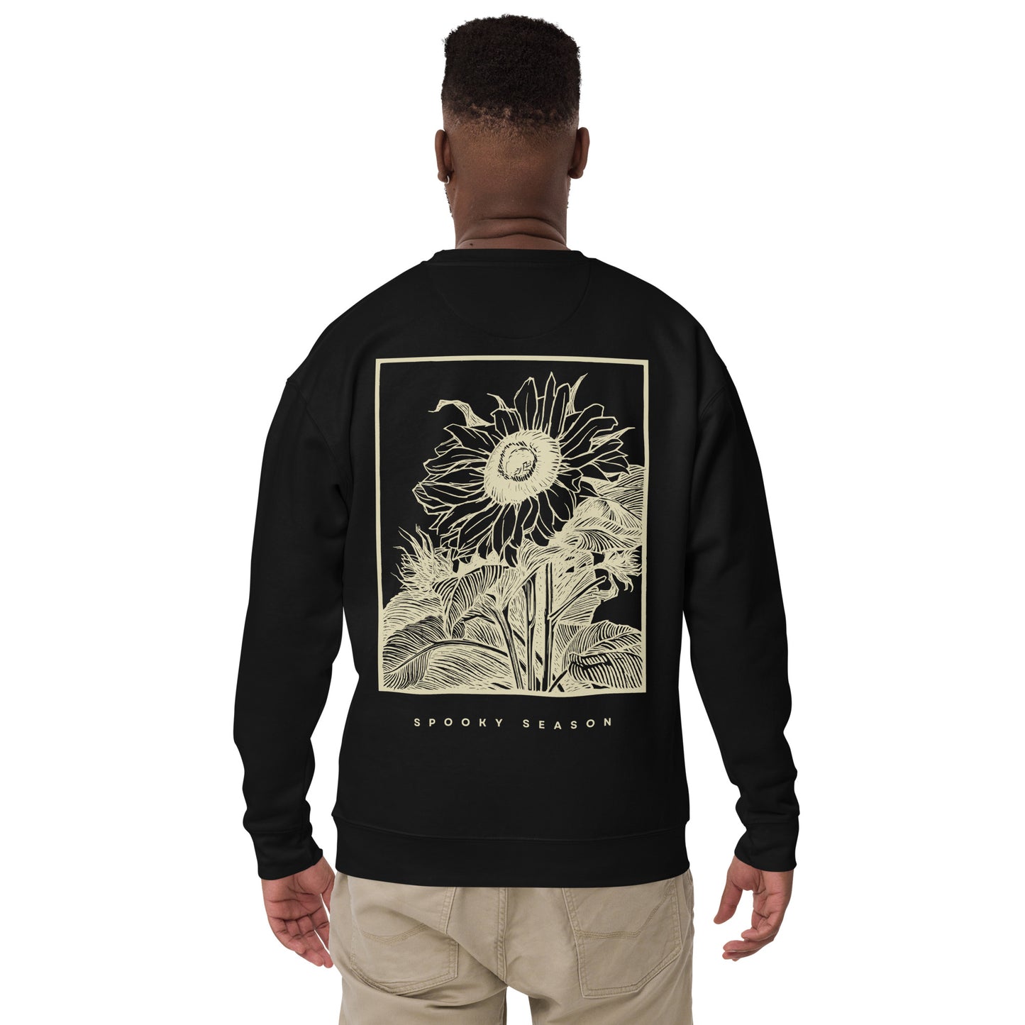 Unisex Premium Sweatshirt | Spooky Season Back Graphic Sunflower Fall