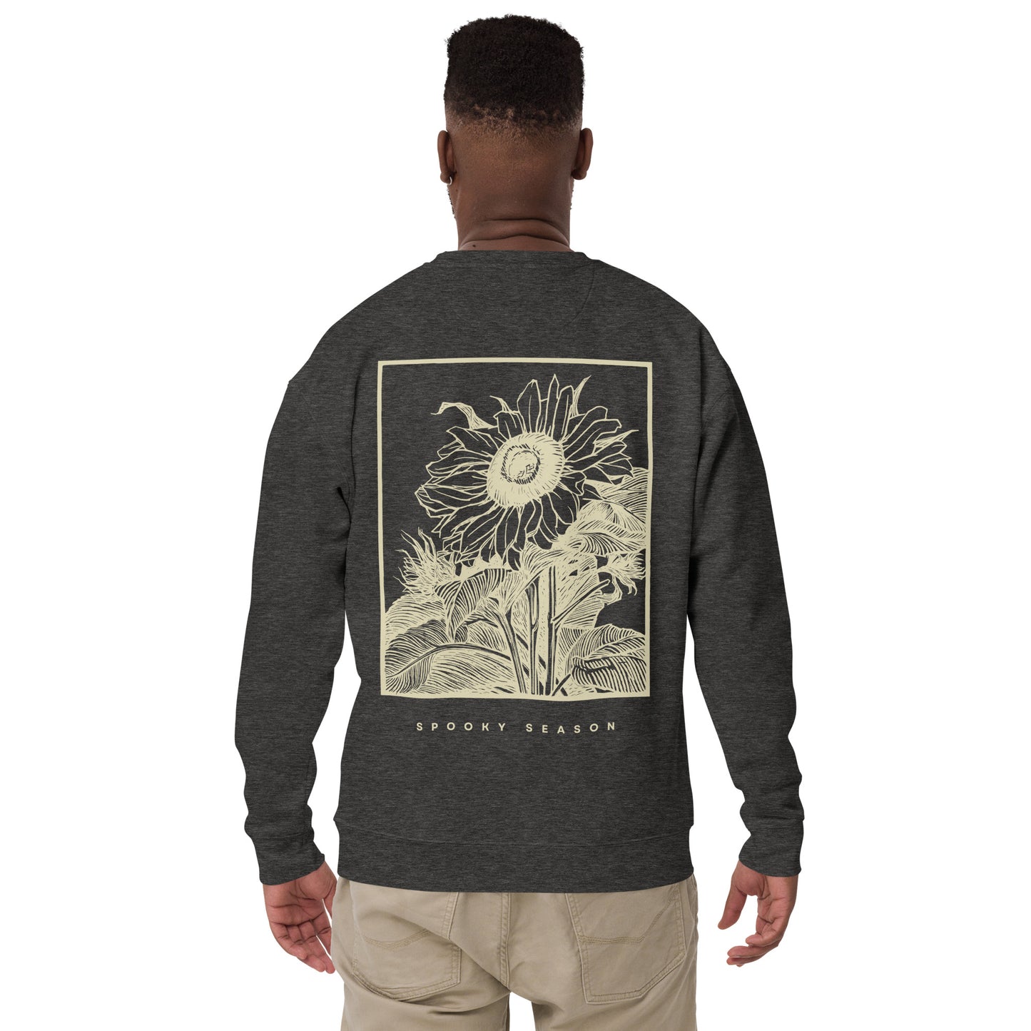 Unisex Premium Sweatshirt | Spooky Season Back Graphic Sunflower Fall