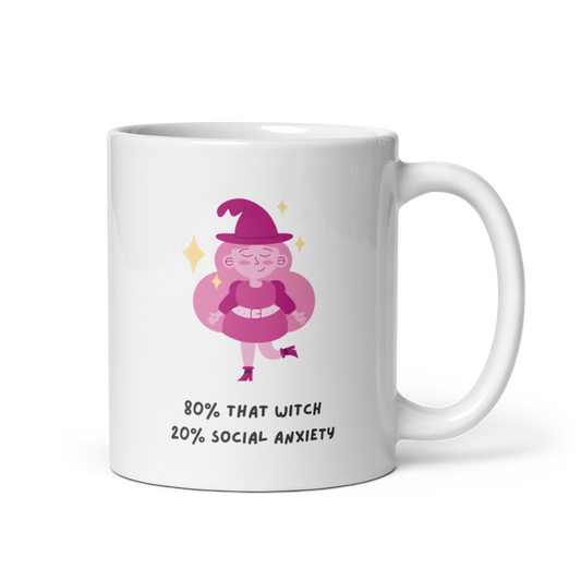 That Socially Anxious Cute Witch White glossy mug |